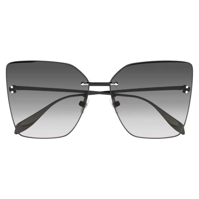 Alexander McQueen AM0342S 001 Women's Sunglasses – Black Rimless Butterfly-Tudora