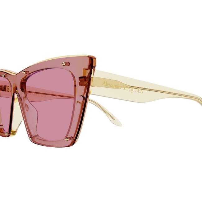 Alexander McQueen AM0361S 003 Women's Sunglasses – Pink / Gold Stud Details - Image 3
