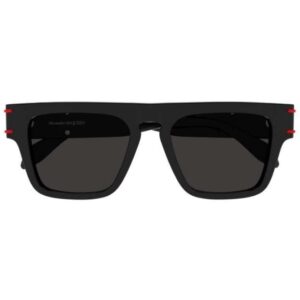 Alexander McQueen AM0397S 003 Men's Sunglasses – Black / Red Selvedge Logo-Tudora