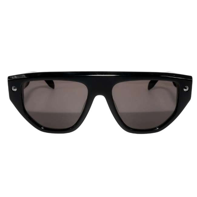 Alexander McQueen AM0408S 001 Unisex Sunglasses – Black / Flat Top.Tudora