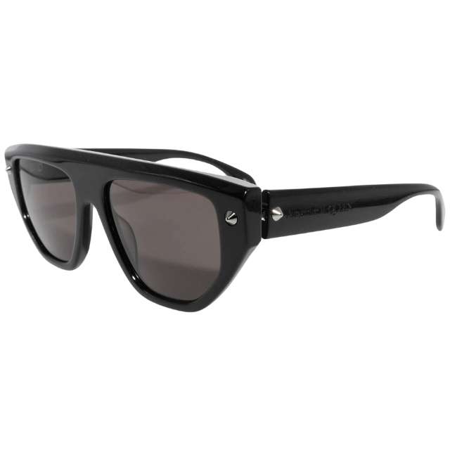 Alexander McQueen AM0408S 001 Unisex Sunglasses – Black / Flat Top - Image 2
