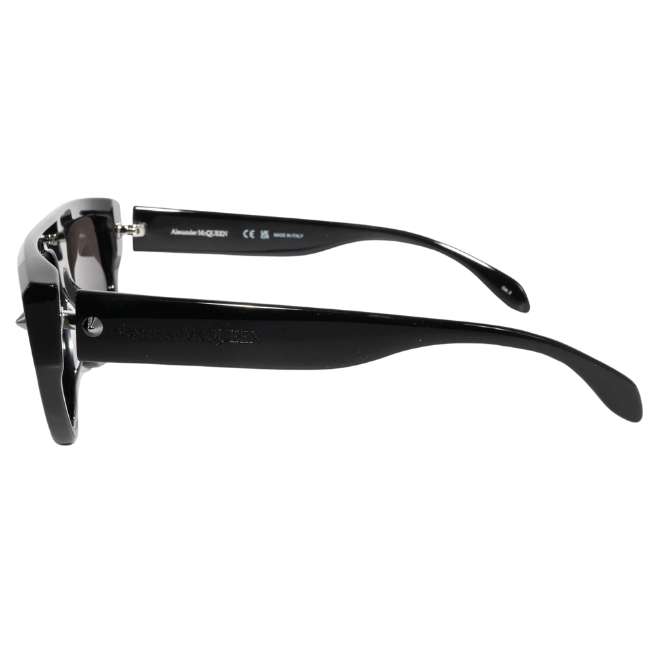 Alexander McQueen AM0408S 001 Unisex Sunglasses – Black / Flat Top - Image 3