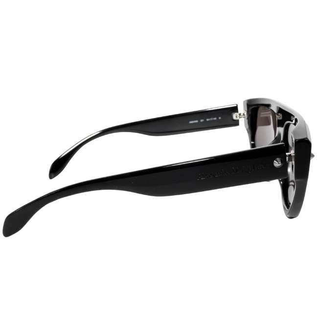 Alexander McQueen AM0408S 001 Unisex Sunglasses – Black / Flat Top - Image 4