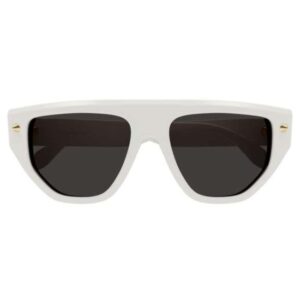 Alexander McQueen AM0408S 003 Unisex Sunglasses – Ivory / Flat Top.Tudora