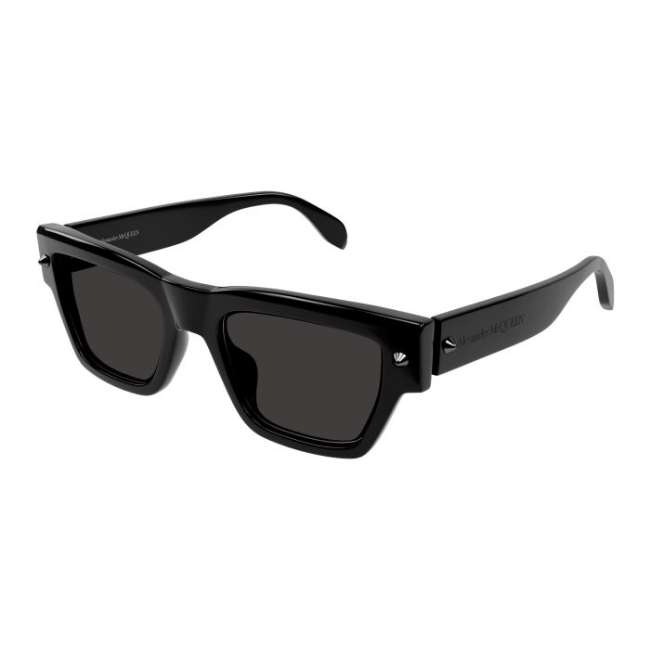 Alexander McQueen AM0409S 001 Men's Sunglasses – Shiny Black / Metal Stud Detail - Image 2