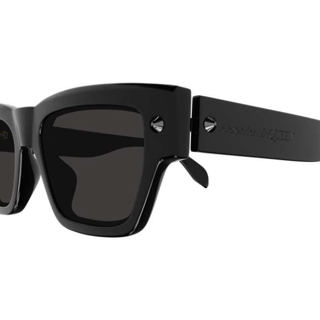 Alexander McQueen AM0409S 001 Men's Sunglasses – Shiny Black / Metal Stud Detail - Image 3